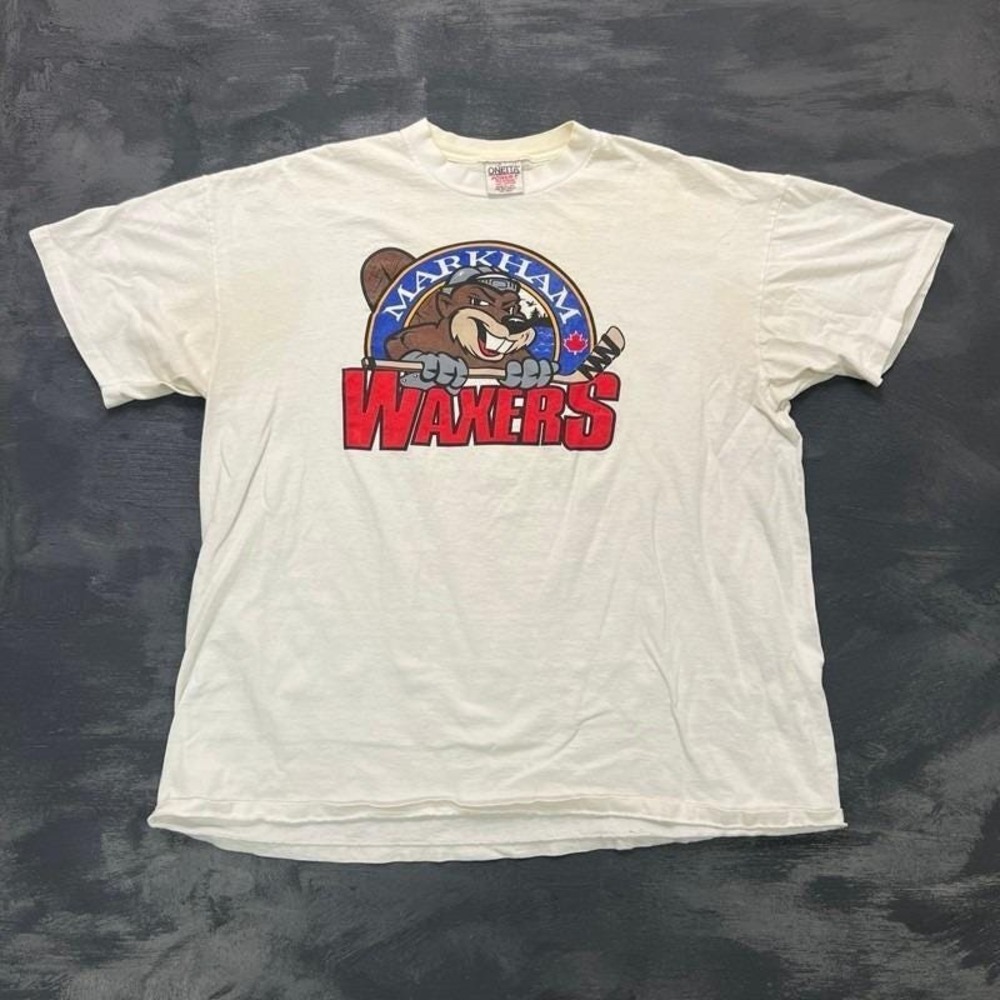 Vintage Markham Waxers Shirt Mens XXL White‎ 1990s GTHL Toronto